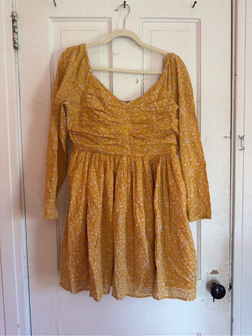 American Eagle Outfitters Mustard Yellow Floral Mini Dress